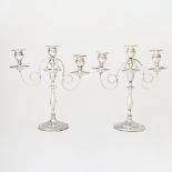 Pair of George III Sterling Silver Candlesticks with Silver Plated Branches