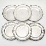 Set of Six Victorian Sterling Silver Dinner Plates