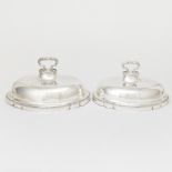 Graduated Pair of George III Sterling Silver Meat Domes Parker & Wakelin, London, 1776