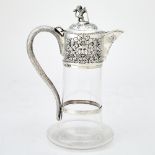 Victorian Sterling Silver Mounted Glass Claret Jug Charles Boyton, London, 1893