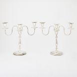 Pair of George III Sterling Silver Candlesticks with Silver Plated Branches Nathaniel Smith & Co., S
