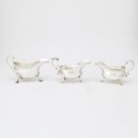 Three English Sterling Silver Sauceboats 18th/20th Century