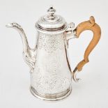 George II Sterling Silver Coffee Pot Peter Archambo, London, 1737