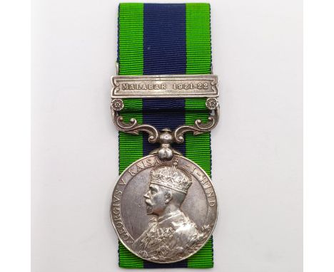 An India General Service Medal, with Malabar 1921-22 bar, awarded to 5709448 Pte C Gray Dorset R  Provenance:  From a lifetim