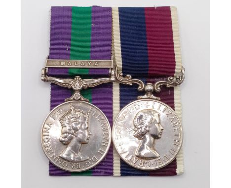 A pair of medals, awarded to 589918 Jnr Tech A R Williams, RAF, with a General Service Medal 1918-62 with Malaya bar, and a L