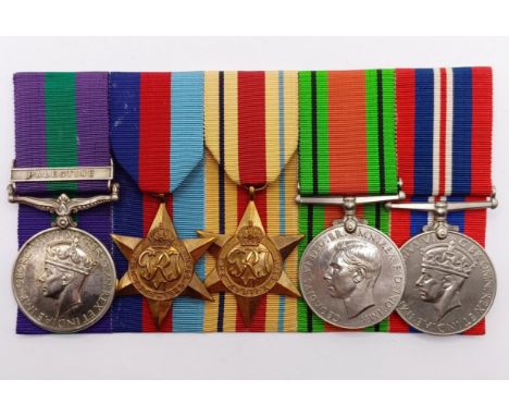 A group of five medals, awarded to 6088526 Pte J Shove, The Queen's R, comprising a General Service Medal 1918-62, with Pales