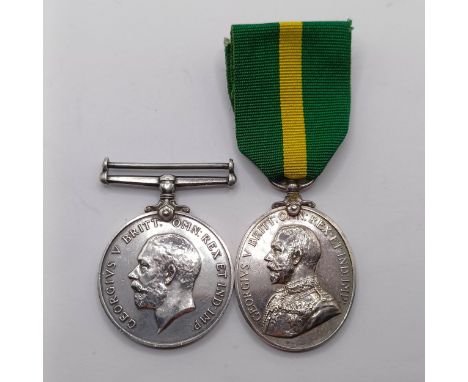 An LS & GC Medal, awarded to J.22474 J George PO HMS Renown, and a Territorial Efficiency Medal, awarded to 240031 CS Mjr W C