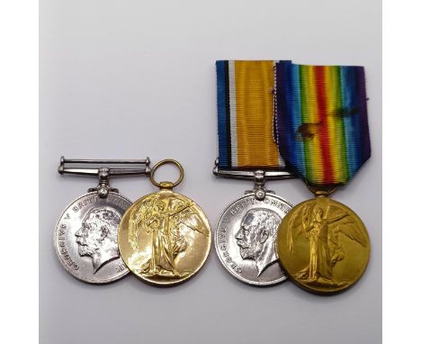 A British War Medal and Victory Medal pair, awarded to K41993 R J Dean STO 1 RN, and another pair awarded to 62919.3 AM W S S