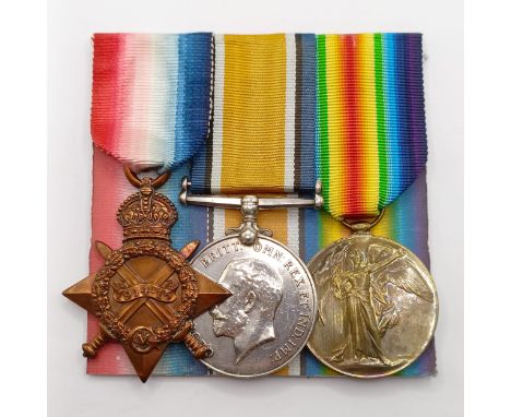 A 1914-15 Star Trio, awarded to 5575 Sjt J Pearce R Muns Fus (BWM name erased) Provenance:  From a lifetime of medal collecti