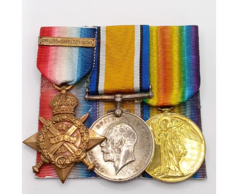 A 1914-15 Star Trio with Mons bar, awarded to M1-6370 Pte J R Osler ASC  Provenance:  From a lifetime of medal collecting 