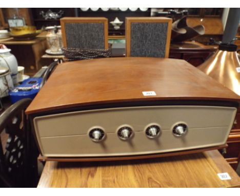 1970s Pye stereophonic projection system record player with speakers 