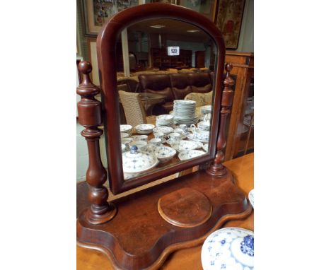 Victorian mahogany swing toilet mirror with trinket box in base 