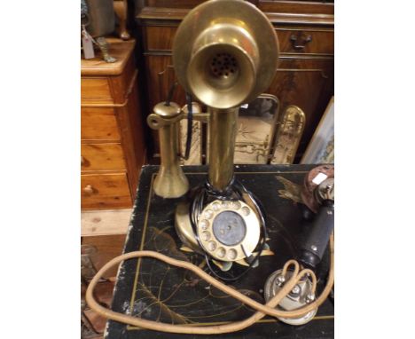 Brass stick style old telephone 