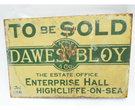 Old enamel estate agency sign Dawes Bloy & Co. Highcliffe 