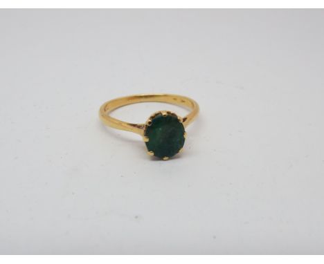 18ct emerald and single stone ring - size M