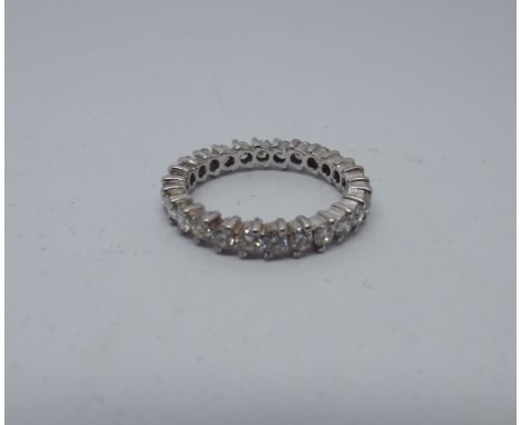 18ct white gold diamond set full eternity ring, size M