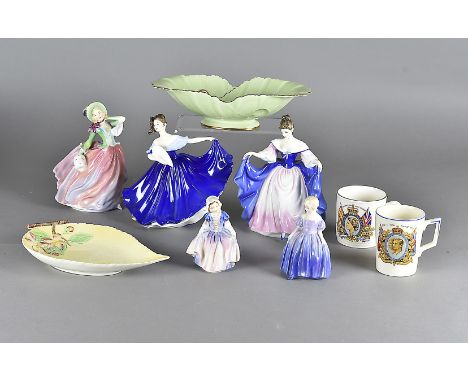 Five Royal Doulton figurines, comprising Marie HN 1370, Dinky Do HN 1678, Elaine HN 2791, Autumn Breezes HN 1911 and Sara HN 