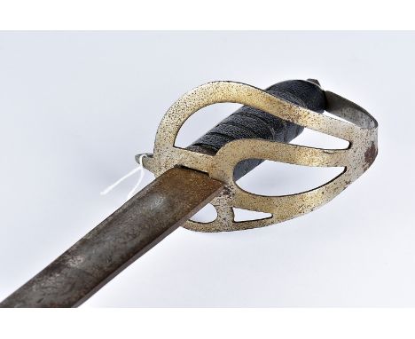 A Continental military sabre, possibly Napoleonic, with pierced design to the hand guard, leading to engraved blade, in white