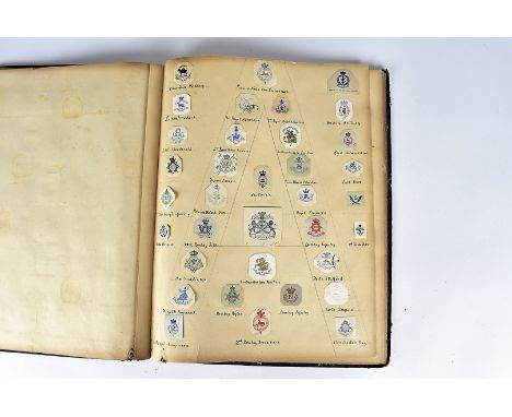 A collection of Regimental Coat of Arms letter heads, loose and stuck down in a folder, comprising Prince of Wales Volunteers