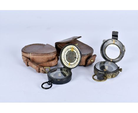 A Magnapole military type compass, by Short & Mason Ltd, with leather carry case, together with another military type compass