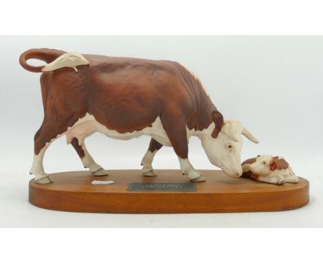 Beswick Connoisseur model of Hereford cow and calf A2667. 