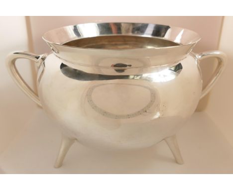 Henry Wilkinson and Co. silver plated Christopher Dresser style cauldron shaped tureen missing lid, height 15cm. 