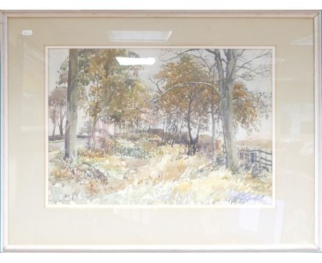 Reginald George Haggar 1905-1988, watercolour painting of Trees at Jacobs Ladder, Trentham, signed and dated 1968, in limed o