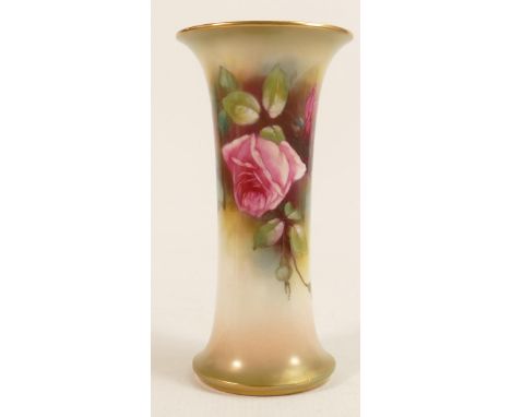 Royal Worcester vase, hand painted roses, signed G Farley, green backstamp, height 19.5cm. 