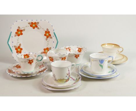 A collection of Shelley items to include - sandwich plates, milk jug, sugar bowl in both Regent &amp; Vincent shapes and patt