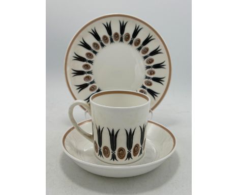 Susie Cooper Corinthian C2056 tea ware to include - cups, saucers, cake plate, milk jug, sugar bowl. 33 pieces. In unused con