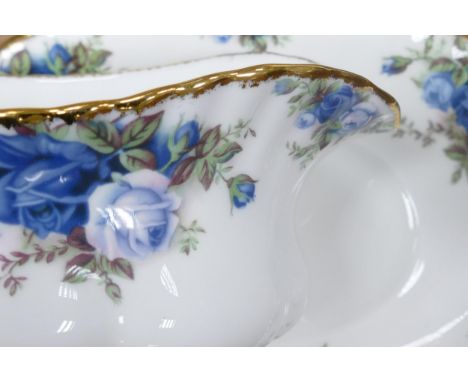A collection of Royal Albert Moonlight Rose items including - two handled tureen &amp; cover, gravy boat &amp; stand, butter 