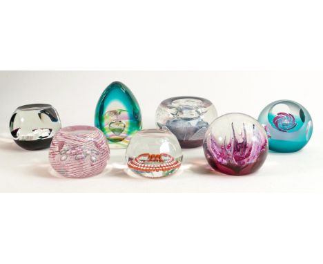 Seven Caithness paperweights including Star Orchid, The Zodiac, Meditation, etc. 