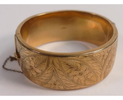 9ct gold ornate bangle, 40.9g. 