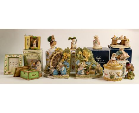 Border Fine Arts Brambly Hedge figures -  Brambly Hedge BHF02 Watermill book ends, limited edition Millennium trinket box, dr