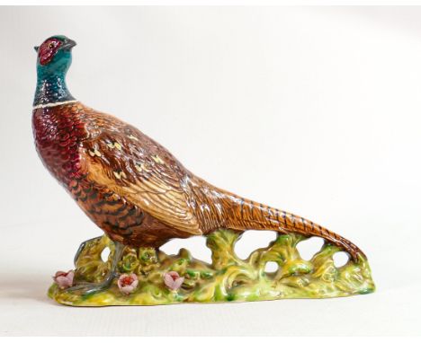 Beswick Model of a large pheasant on a base 1225, first version embossed pink flowers. 