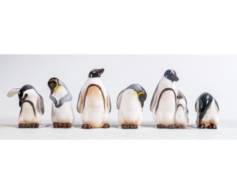 Royal Doulton collection of miniature penguins, Royal Doulton K Birds penguins including K24, K20, K21, K25, K22 and K23. (6)