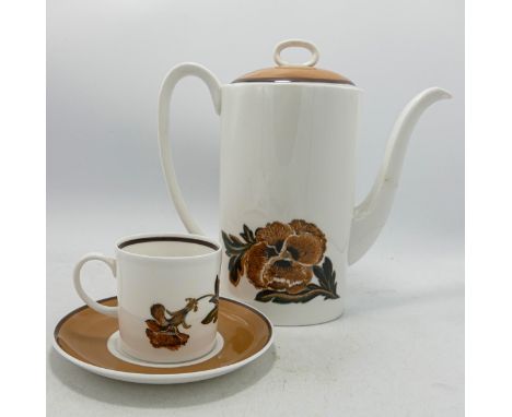 Susie Cooper Reverie C2055 coffee set to include - 6 coffee cans and saucers, cream jug, sugar bowl and coffee pot. 