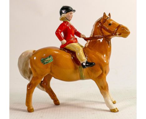 Beswick rare girl on Palomino pony 1499, girl with red hunting coat. 