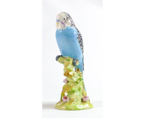 Beswick blue budgie on floral base 1217. 