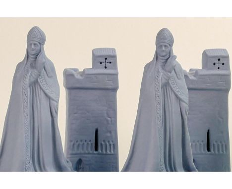 Modern Wedgwood Flaxman design light blue pieces, 16 items, height of King 10cm. 
