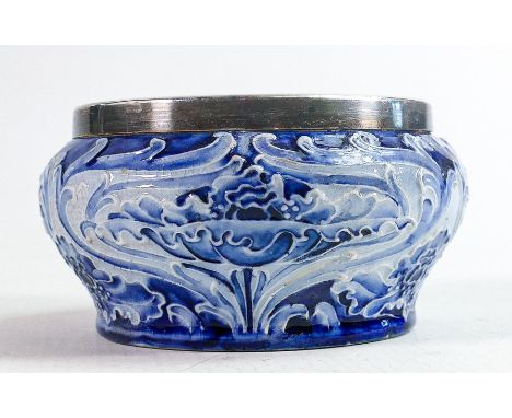 William Moorcroft for James Macintyre Florian bowl in the Poppy design, silver plated rim, d.12cm, 6cm hairline crack to base