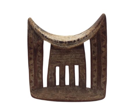 An Ethiopian headrest mid 20th century, height 21cm.   Purchased circa 1980 from renown African Art dealer and expert Ian Aul