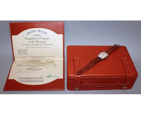 A VERY GOOD GENTLEMAN’S FRANCK MULLER 18CT GOLD CASABLANCA WRISTWATCH with leather strap, No. 1532 5850 Master of Complicatio