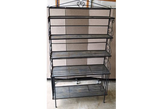 A Wrought Iron Five Tier Waterfall Set Of Shelves 7ft 0ins High X 4ft 0ins Wide X 1ft 6ins Deep