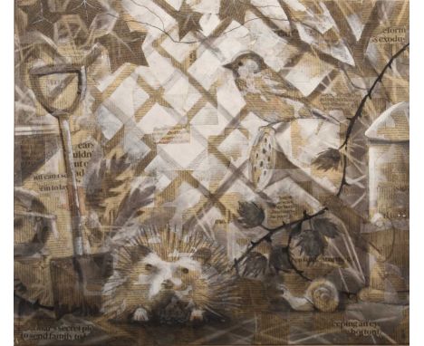 John Tordoff (contemporary), The Secret Garden, mixed media, signed, dated, and titled to reverse