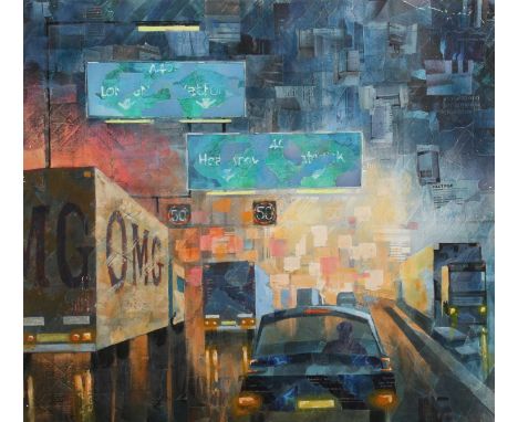 John Tordoff (contemporary), No Overtaking, mixed media, signed, dated, and titled to reverse54 x 60cm