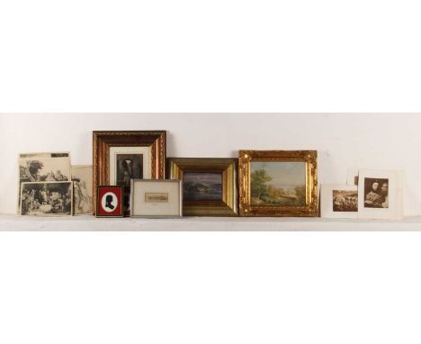 R Stezzantino, 20th century, landscape, signed oil, 12 x 17cm, together with various pictures and prints