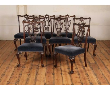 A set of eight Chippendale style mahogany dining chairs, together with a similar Hepplewhite style mahogany carver (9)The cha