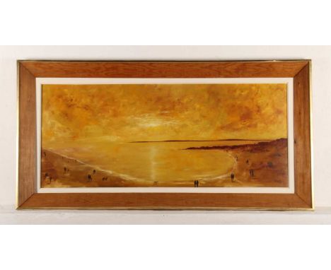 Klee, 20th century, beach scene with figures, signed oil on board, 44 x 106cm 