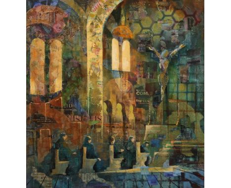 John Tordoff (contemporary), Morning Service, mixed media, signed, dated, and titled to reverse